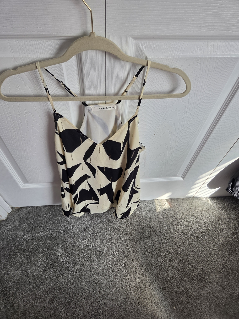 Caramel Black and Cream Abstract Satin Cami